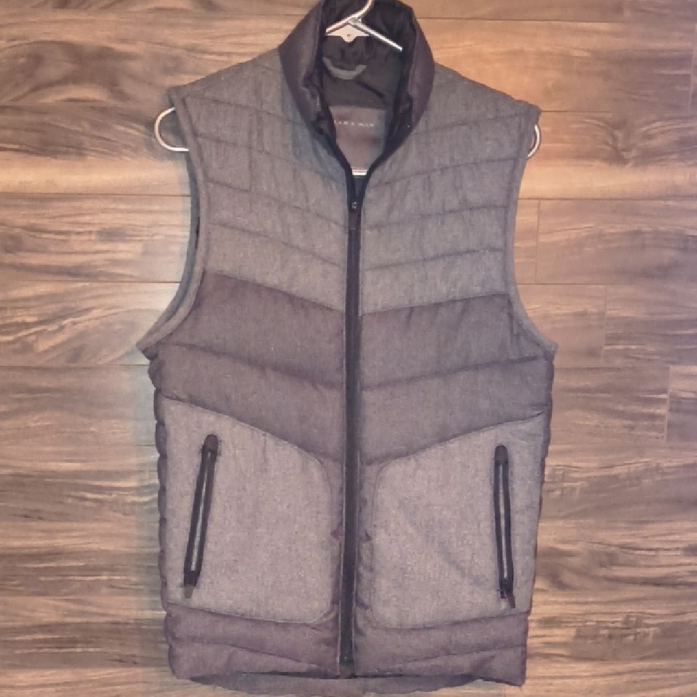ZARA MAN Mixed Media Puffer Vest - Size Medium